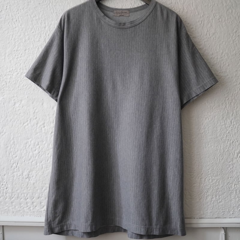16SS シワ加工ストライプクルーネックTシャツ / Yohji Yamamoto POUR 