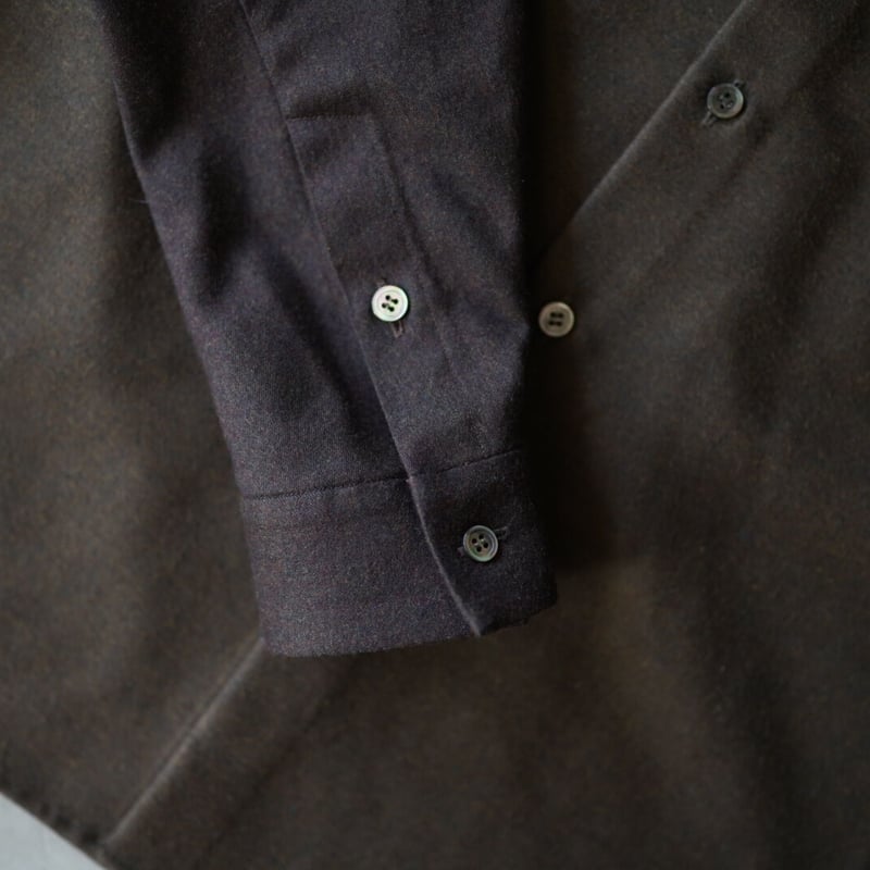 18AW ノーミュールシングウールシャツ カーキ / 山内 | D'arte(ダルテ)