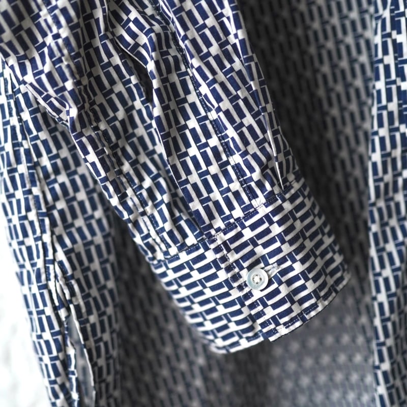 21AW SHIRT035 Print ROB 総柄プリントバンドカラーシャツ / HEUGN 