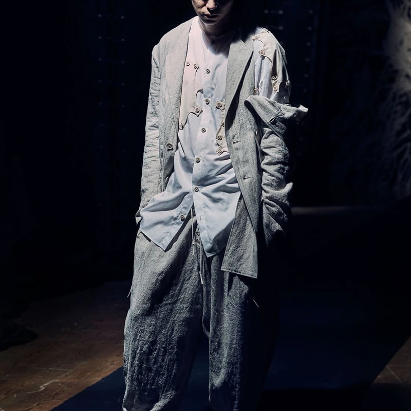 21SS Look09 ノーカラーボタンリネンジャケット / Yohji Yamamoto P...