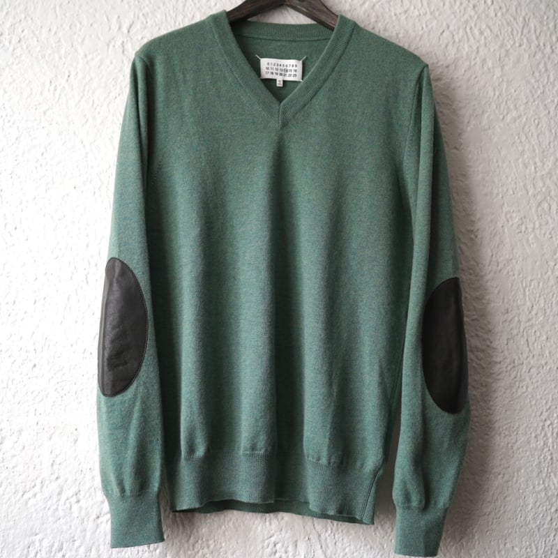 13AW Vネックエルボーパッチニットセーター / Maison Martin Margiel