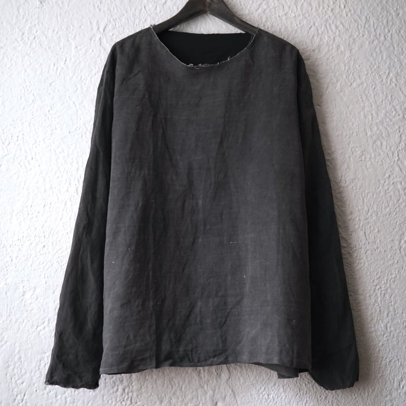 23SS Silk Plain Basque Shirt 墨染ヴィンテージリネンバスクシャツ  