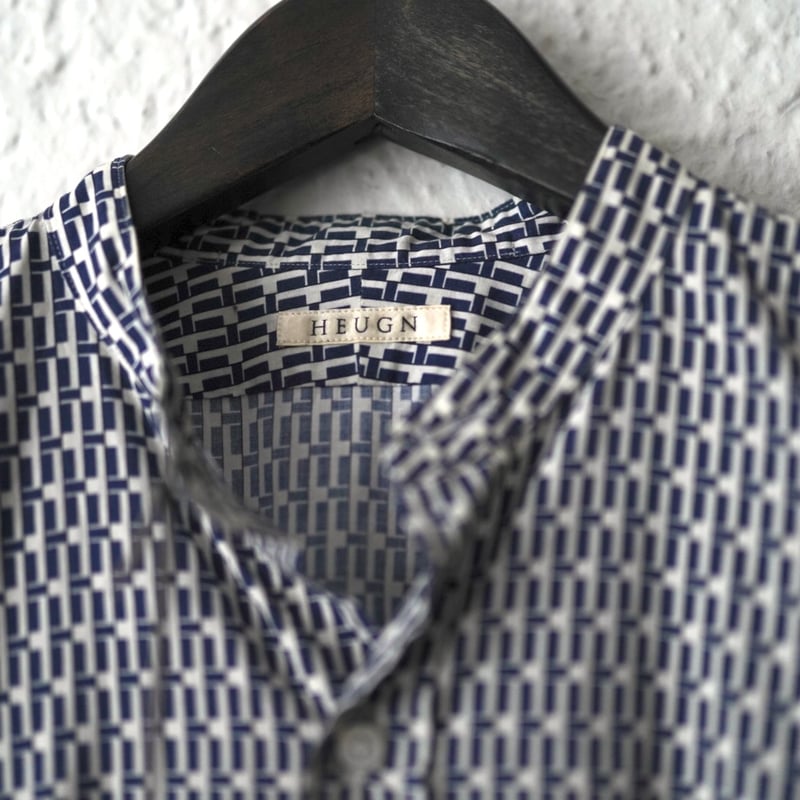 21AW SHIRT035 Print ROB 総柄プリントバンドカラーシャツ / HEUGN...