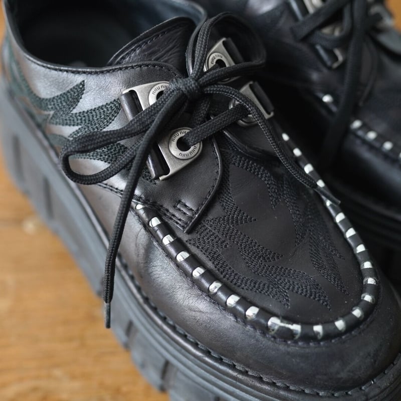 miu miu ミュウミュウ レースアップ ダービーシューズ 厚底 スニーカー