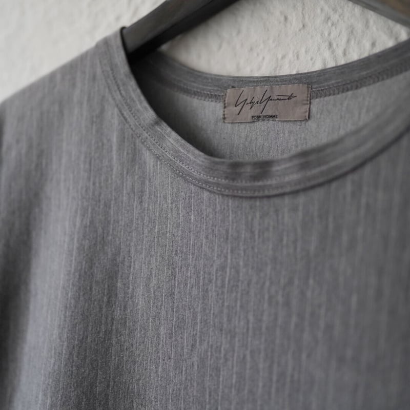 16SS シワ加工ストライプクルーネックTシャツ / Yohji Yamamoto POUR 