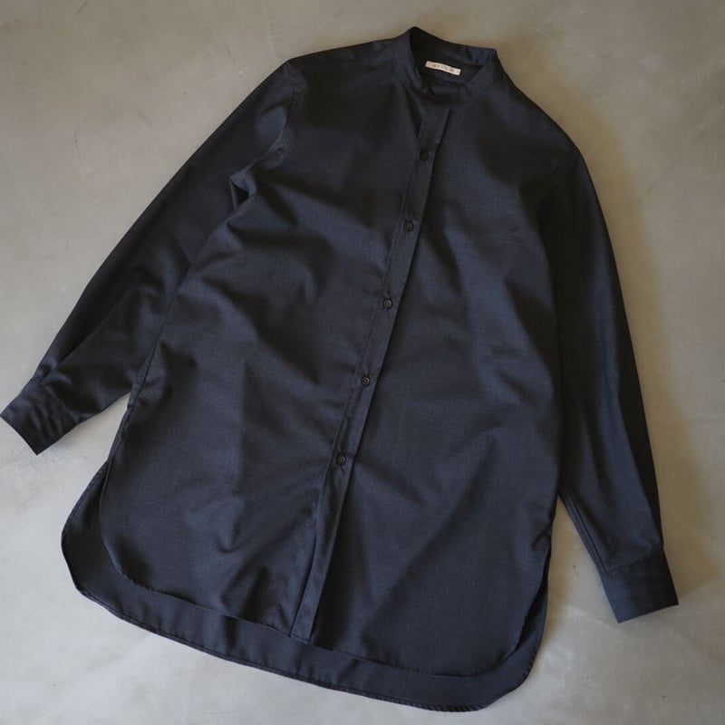 SHIRT013 Loro Piana ウールバンドカラーシャツ / HEUGN(ユーゲン) 