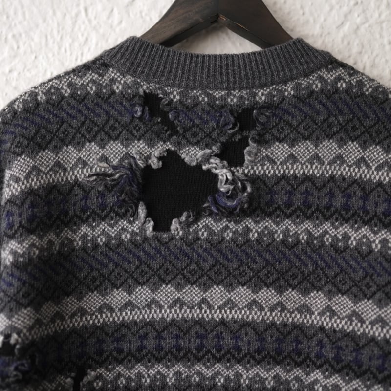 BALENCIAGA 21AW デストロイダメージロゴニットセーター BALENCIAGA 21AW デストロイダメージロゴニットセーター