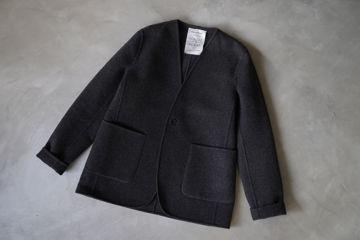 19AW カシミヤダブルフェイスウールノーカラージャケット 19AW カシミヤダブルフェイスウールノーカラージャケット