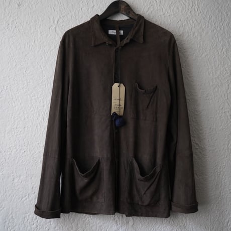 22SS ヌバックゴートレザーワーカーシャツ カバーオールジャケット / Bergfabel(バーグファべル)