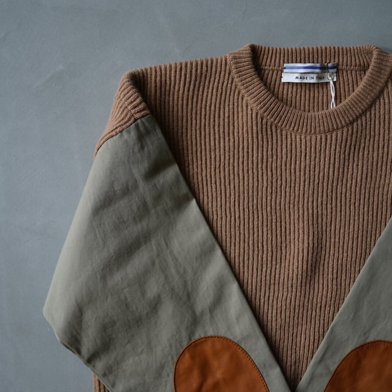 19AW 袖切替エルボーパッチニットセーター / Cristaseya 19AW 袖切替エルボーパッチニットセーター / Cristaseya