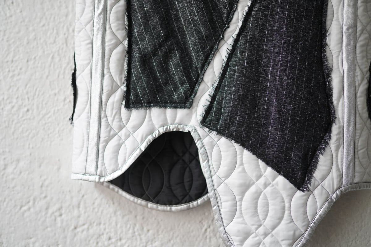 21AW キルティンググリッターストライプベスト ジレ / sulvam(サルバム  