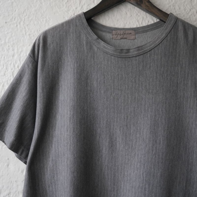 16SS シワ加工ストライプクルーネックTシャツ / Yohji Yamamoto POUR 