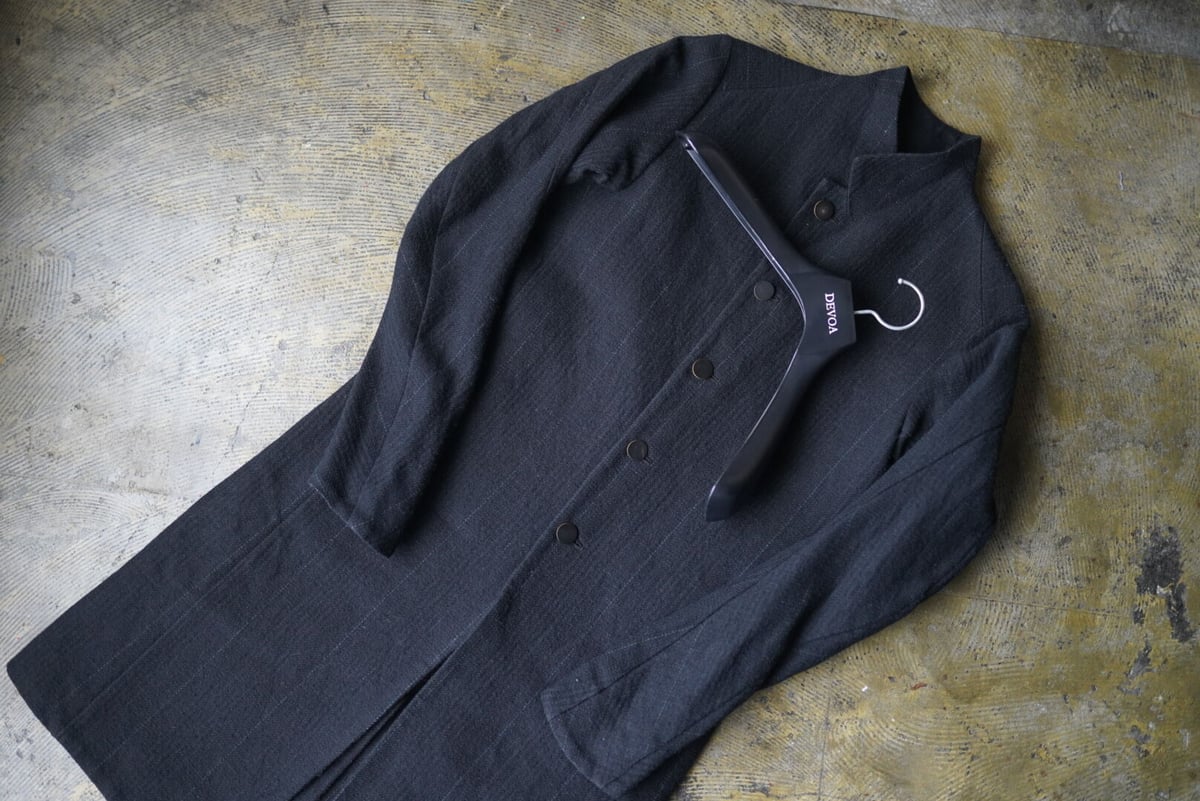 17AW Coat Silk Linen Wool Stripe シルク混ストライプリネンウー...