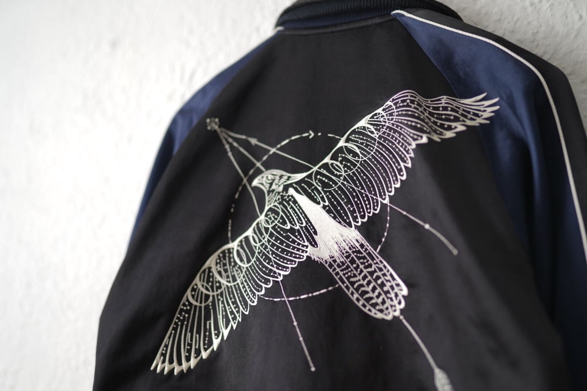 19SS ×Dr.Woo ドッキング刺繍スカジャンブルゾンジャケット 19SS ×Dr.Woo ドッキング刺繍スカジャンブルゾンジャケット