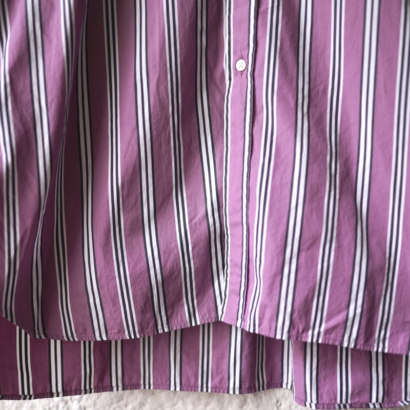 Stripe ROB コットンオルタネイトストライプバンドカラーシャツ