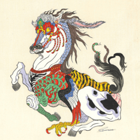 絵のみ：寿という獣 「午」(No framed："The Beast Known as Kotobuki - horse -")