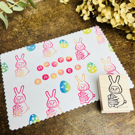 【岩井係長のイースターウサギ】デザインはんこ30x40mm_R656