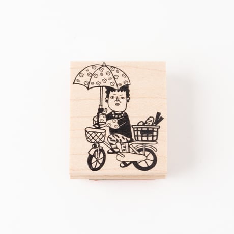 【関さんのチャリ】デザインはんこ40x48mm_R951