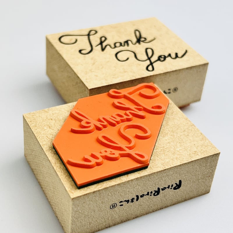 在庫処分のため500円均一】Thank you (筆記体)＊40㎜×50㎜＊ラバー