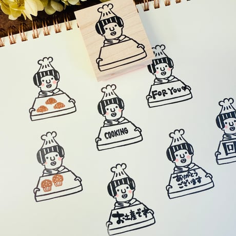 【たまよちゃんのコック】デザインはんこ40x48mm_R1045