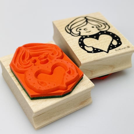 【マロンちゃんのハートフル】デザインはんこ30x40mm_R587
