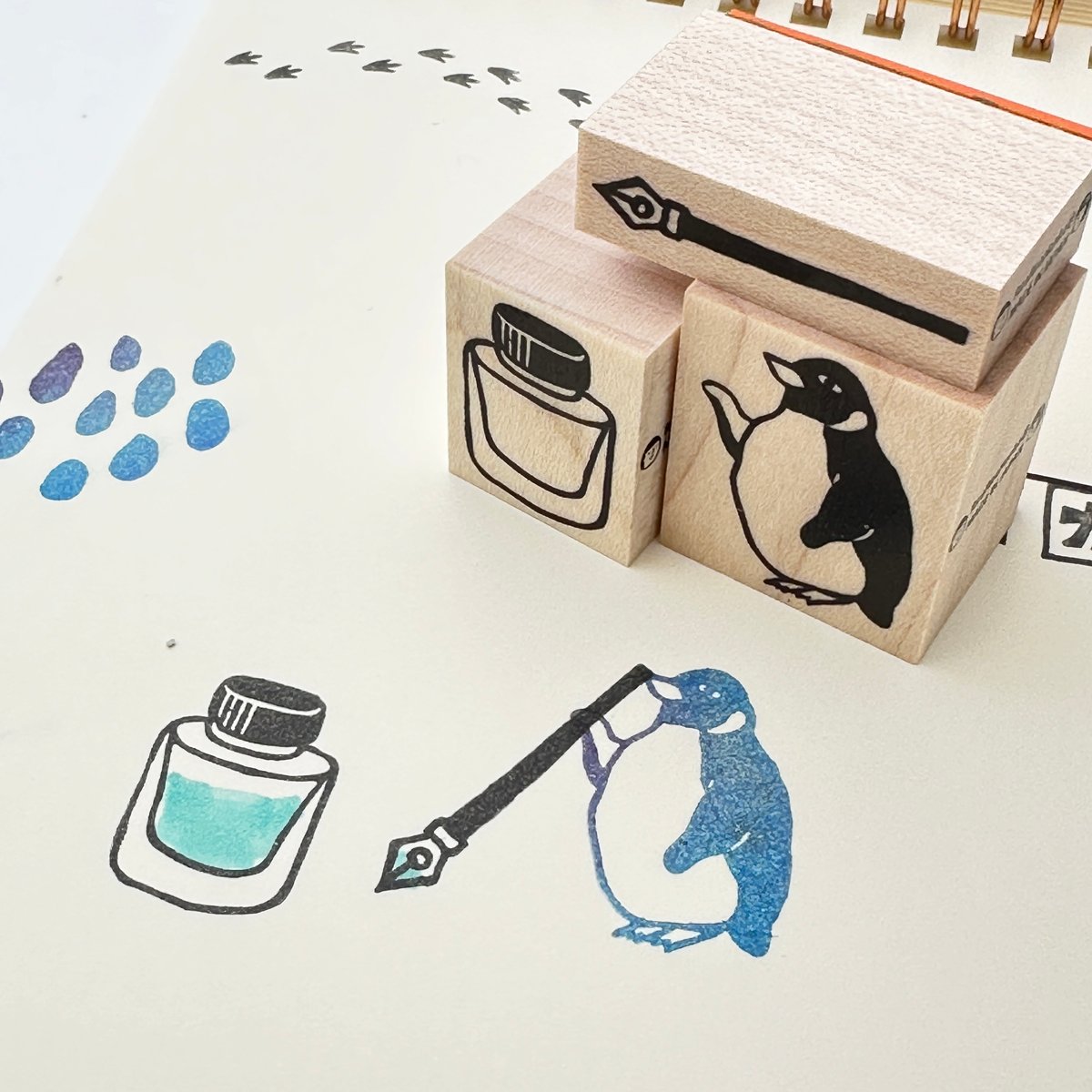 ペンギンはんこセット＊ラバースタンプ＊RS045_y | RiraRira