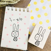 【うさぎのうー太郎】デザインはんこ30x40mm_R969