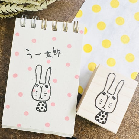 【うさぎのうー太郎】デザインはんこ30x40mm_R969