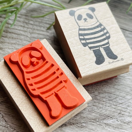 【パンダちゃんの立ち】デザインはんこ30x40mm_R538