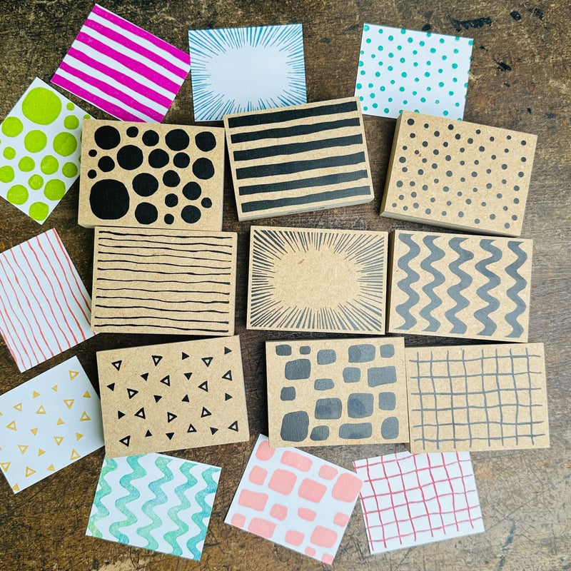 大きめ模様はんこ【ストライプ】＊60mm×80mm＊ラバースタンプ