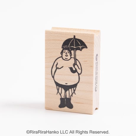 7月1日販売開始＊おすもうさん【雨の日】デザインはんこ30x48mm_R1331