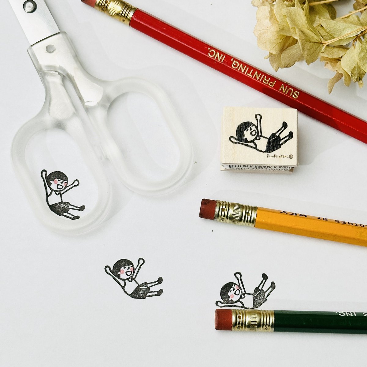 胴上げまもるくん＊20mmx26mm＊ラバースタンプ＊R800 | RiraRira