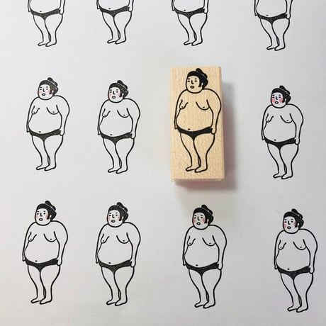 【おすもうさんの直立】デザインはんこ26x55mm_R035