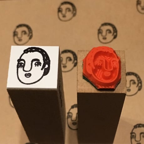 【アランくんの顔だけ15mm角】デザインはんこ15x15mm_R068