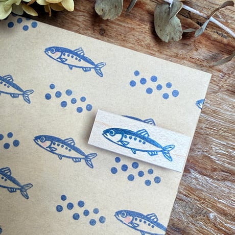 7月1日販売開始＊【イワシ】デザインはんこ15x40mm_R1332