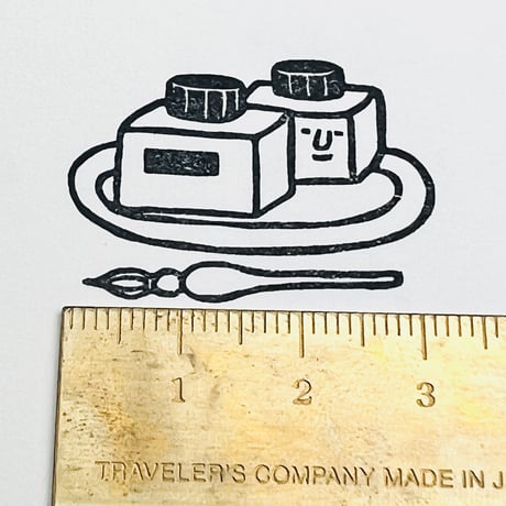 【カステラなインクボトル】デザインはんこ30x40mm_R690