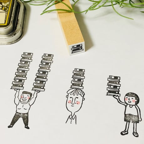 【BOOKS・積読本15mm角】デザインはんこ15x15mm_R215