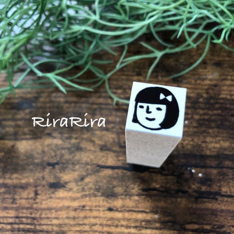 【15㎜角】みよこちゃん＊顔だけ＊ラバースタンプ＊R008