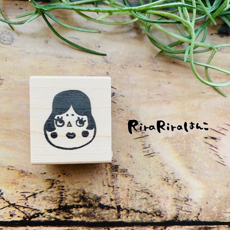 【おかめちゃん】デザインはんこ26x30mm_R073