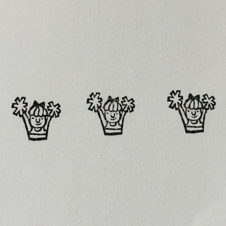 【チアガール10mm角】絵文字はんこ10x10mm_R234