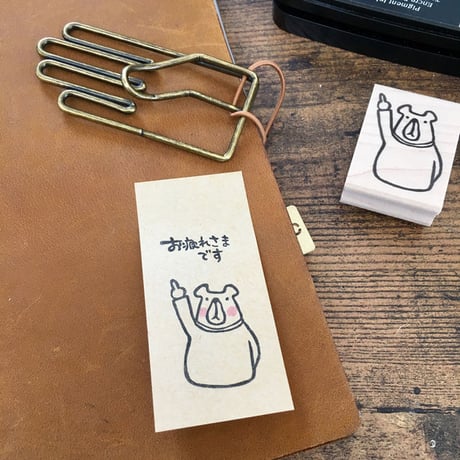 【ブン太くんの指さし】デザインはんこ30x40mm_R130