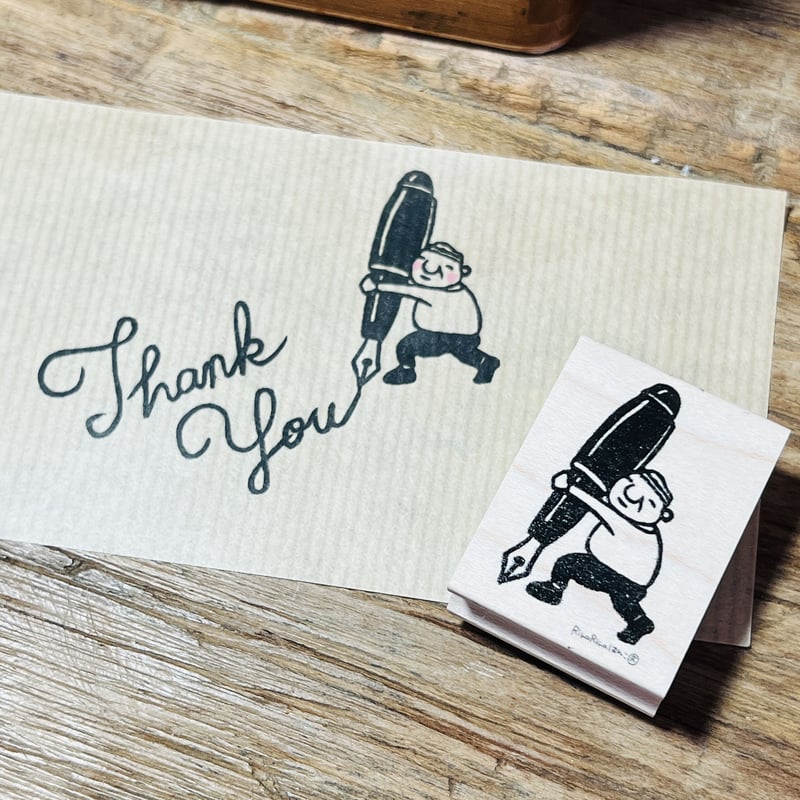 万年筆の岩井係長＊30mmx40mm＊ラバースタンプ＊R663 | RiraRiraはんこ