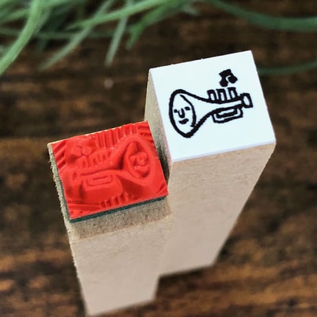 【トランペット・音楽10mm角】絵文字はんこ10x10mm_R186