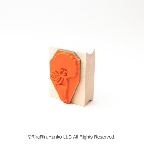 【アフロちゃんの花束】デザインはんこ30x40mm_R1046