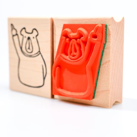 【ブン太くんの指さし】デザインはんこ30x40mm_R130
