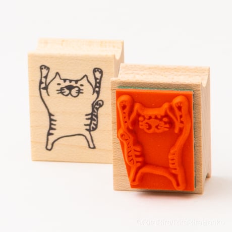 【ゆるねこサブローのバンザイ】デザインはんこ20x26mm_R993