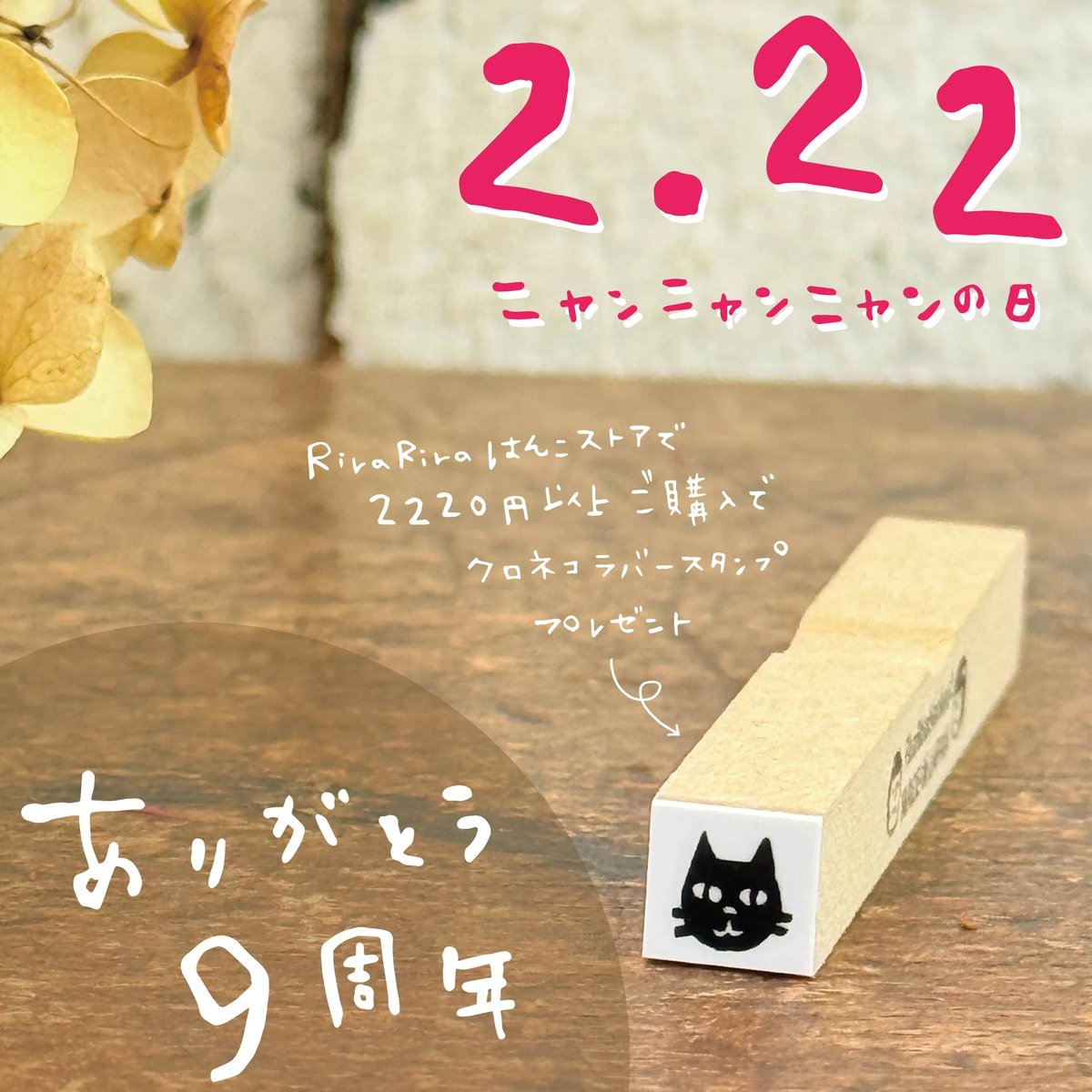 2/22AM9：00～なくなり次第終了】2月22日9周年記念プレゼント企画