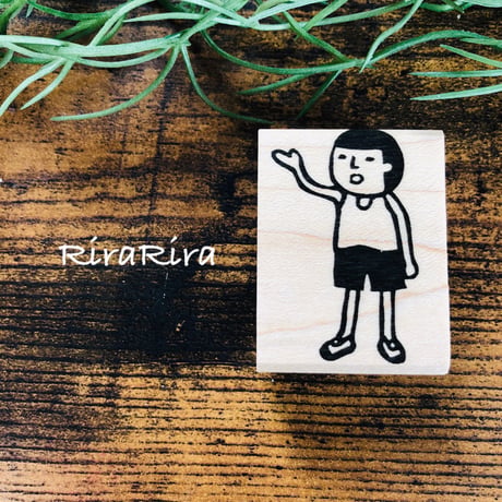 【まもるくんの右手上】デザインはんこ30x40mm_R027