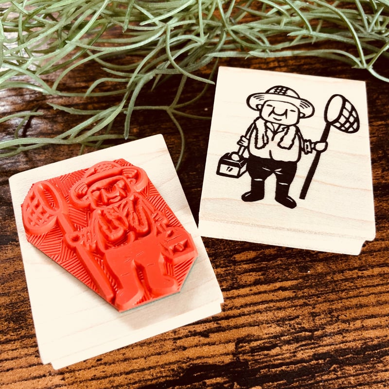 ちっちゃいおじさん岩井係長【虫取り】＊40mmx48mm＊ラバー