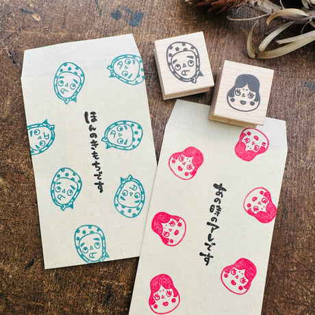 【おかめちゃん】デザインはんこ26x30mm_R073